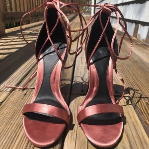 Missguided Bronze Strappy Tie Heels Womens Size 38